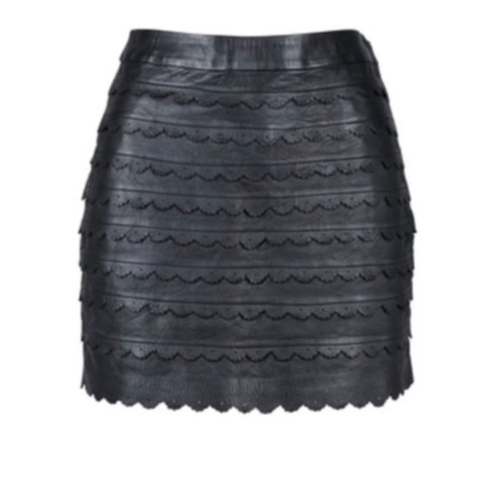 Black leather mini skirt